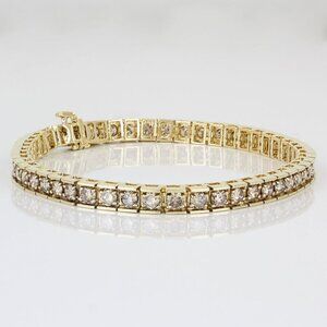 Vintage 14KYG 5.12 Carat Champagne Diamond Tennis Bracelet 1970s Gift